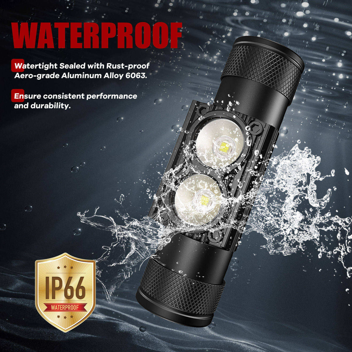 LED pandelampe på 2000lumen med 18650 Lithium batteri
