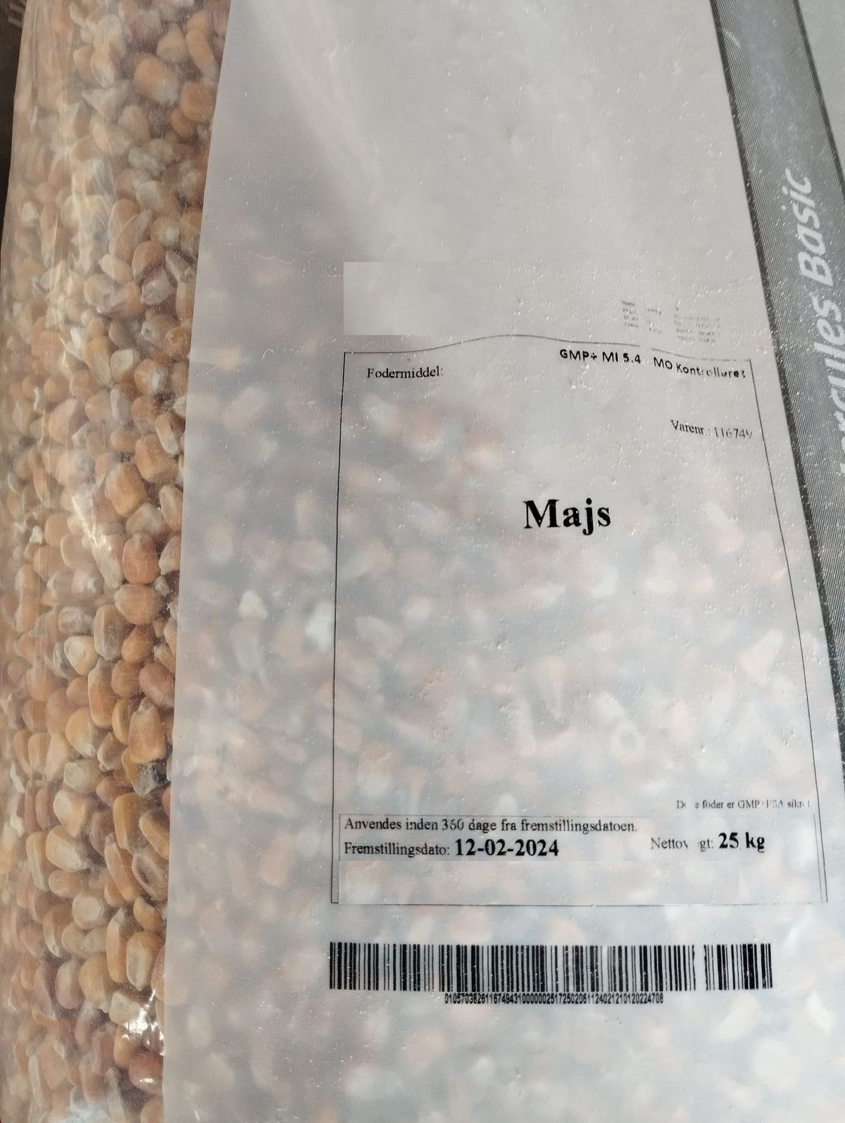Majs – Hele Kerner i 25 kg Sæk
