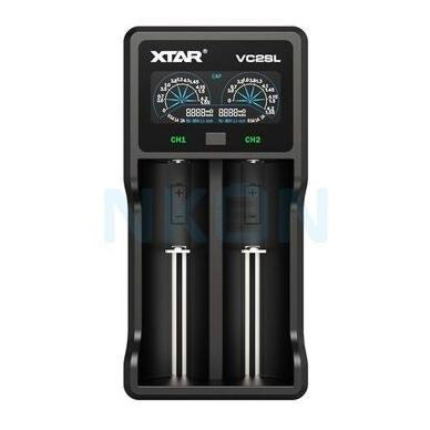 XTAR VC2SL batterioplader med to ladepladser og LCD-display